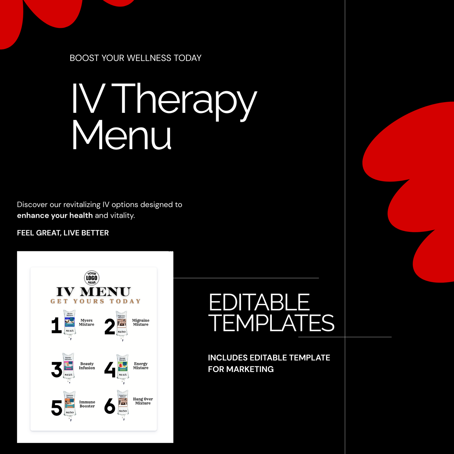 Editable IV Menu to increase Clinic Revenue